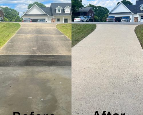 Greenville Driveway Pressure Washing Before and after driveway pressure washing in Greenville SC