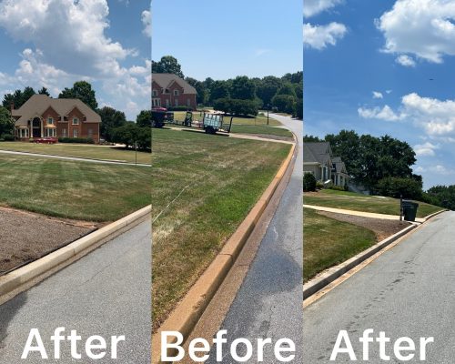 pressure-washed curb